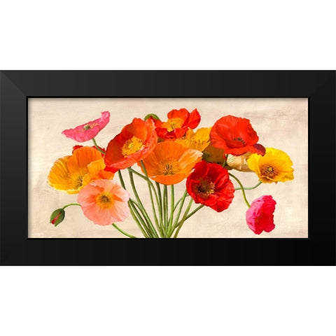 Poppies in Spring Black Modern Wood Framed Art Print by Villa, Luca