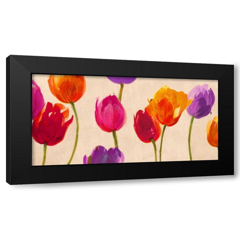 Tulips and Colors Black Modern Wood Framed Art Print with Double Matting by Villa, Luca