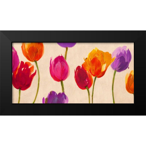 Tulips and Colors Black Modern Wood Framed Art Print by Villa, Luca