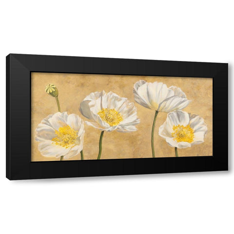 Poppies on Gold Black Modern Wood Framed Art Print with Double Matting by Luca, Villa