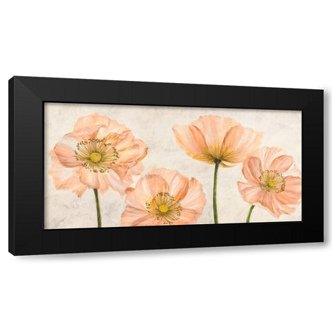 Poppies in Pink Black Modern Wood Framed Art Print with Double Matting by Luca, Villa