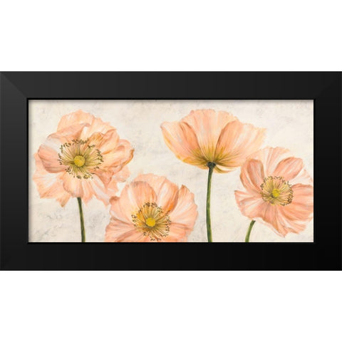 Poppies in Pink Black Modern Wood Framed Art Print by Luca, Villa