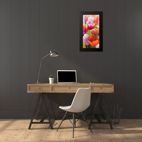 Spring Tulips II Black Modern Wood Framed Art Print by Villa, Luca