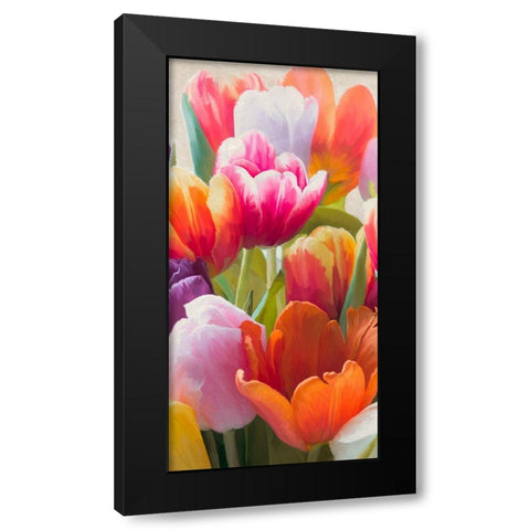 Spring Tulips II Black Modern Wood Framed Art Print by Villa, Luca