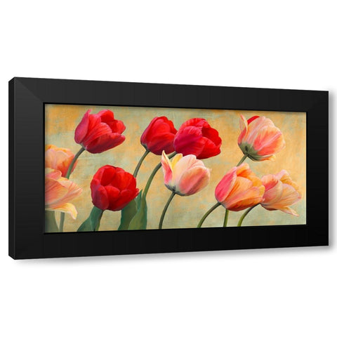Golden Tulips Black Modern Wood Framed Art Print with Double Matting by Villa, Luca