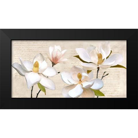 Ivory Magnolia Black Modern Wood Framed Art Print by Villa, Luca