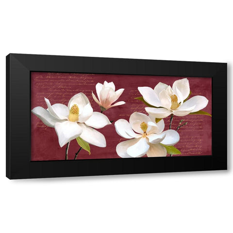 Burgundy Magnolia Black Modern Wood Framed Art Print with Double Matting by Villa, Luca