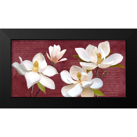 Burgundy Magnolia Black Modern Wood Framed Art Print by Villa, Luca