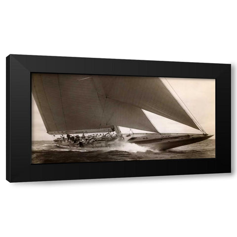 J Class Sailboat 1934 Black Modern Wood Framed Art Print by Levick, Edwin