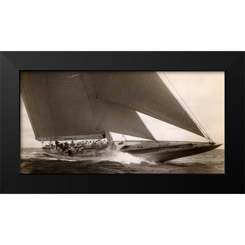J Class Sailboat 1934 Black Modern Wood Framed Art Print by Levick, Edwin