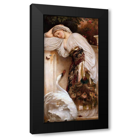 Odalisque Black Modern Wood Framed Art Print with Double Matting by Leighton, Frederic