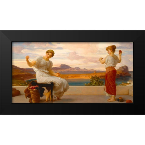 Winding the Skein Black Modern Wood Framed Art Print by Leighton, Frederic