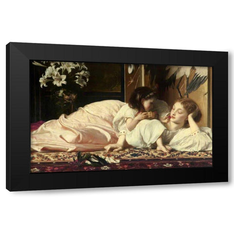 Mother and Child Black Modern Wood Framed Art Print by Leighton, Frederic