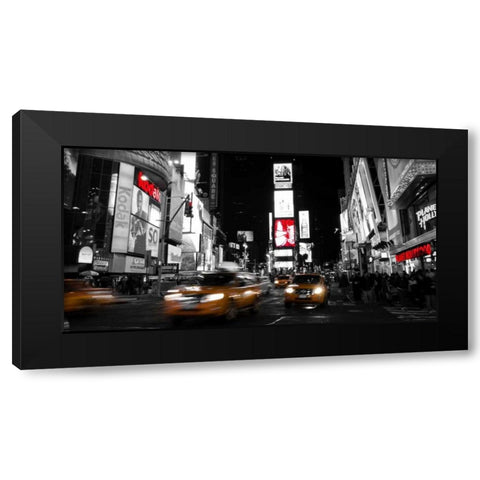 Nightlife in Times Square Black Modern Wood Framed Art Print with Double Matting by Ludo, H.
