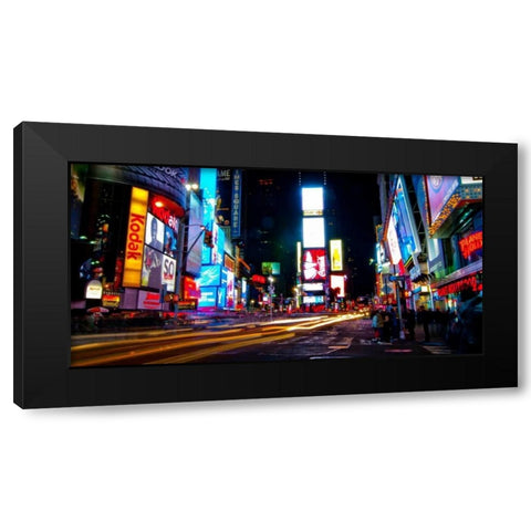 Times Square by night Black Modern Wood Framed Art Print with Double Matting by Ludo, H.