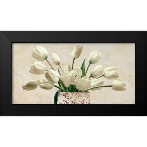 Bouquet blanc Black Modern Wood Framed Art Print by Sanna, Leonardo