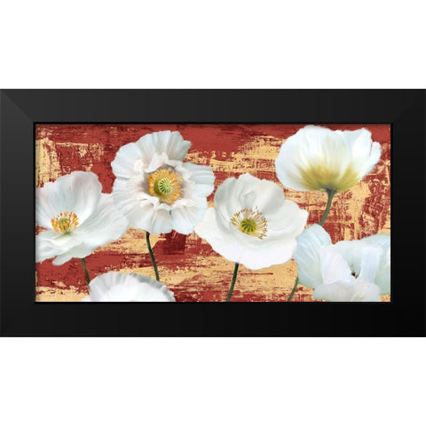 Washed Poppies (Red and Gold) Black Modern Wood Framed Art Print by Sanna, Leonardo