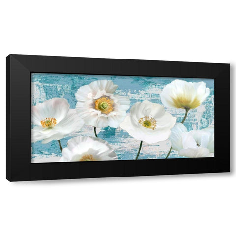Washed Poppies (Aqua) Black Modern Wood Framed Art Print by Sanna, Leonardo