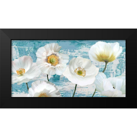 Washed Poppies (Aqua) Black Modern Wood Framed Art Print by Sanna, Leonardo