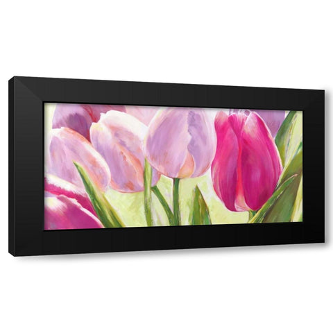 Tulipes Black Modern Wood Framed Art Print by Sanna, Leonardo