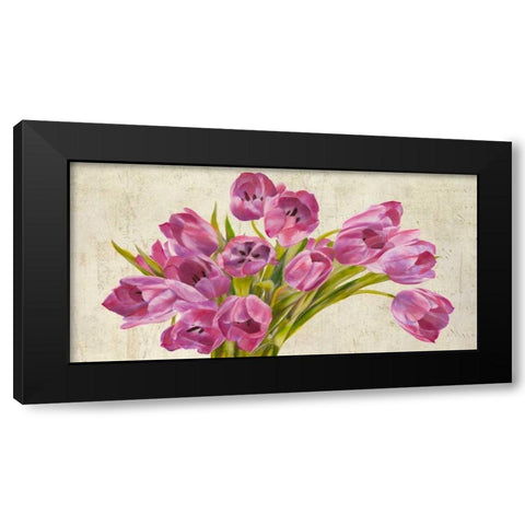 Tulipes Black Modern Wood Framed Art Print with Double Matting by Sanna, Leonardo