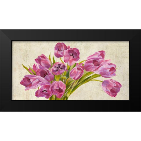 Tulipes Black Modern Wood Framed Art Print by Sanna, Leonardo