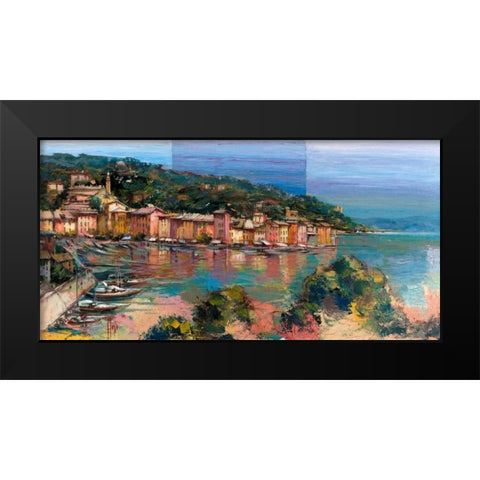 Portofino destate Black Modern Wood Framed Art Print by Florio, Luigi