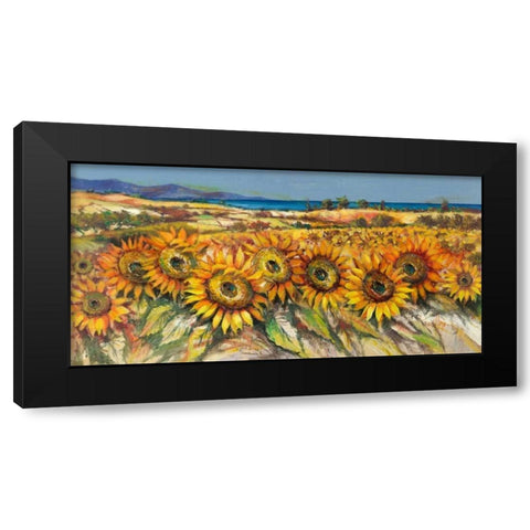 Campo di girasoli Black Modern Wood Framed Art Print with Double Matting by Florio, Luigi