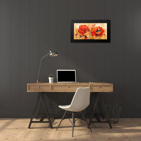 Papaveri Black Modern Wood Framed Art Print by Florio, Luigi