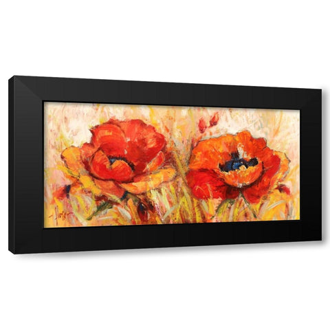 Papaveri Black Modern Wood Framed Art Print by Florio, Luigi