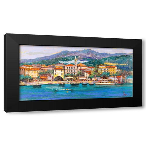 Paese sul Lago Black Modern Wood Framed Art Print with Double Matting by Florio, Luigi