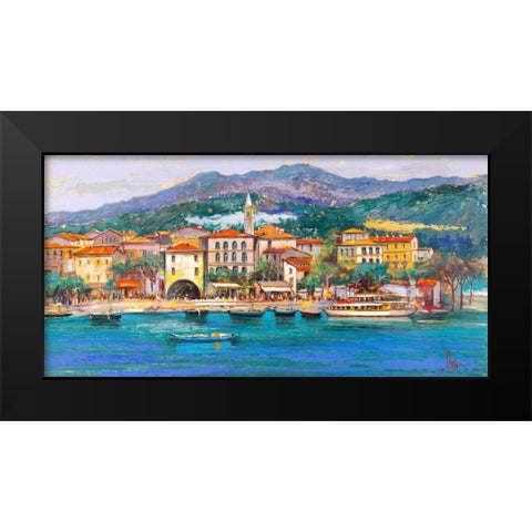 Paese sul Lago Black Modern Wood Framed Art Print by Florio, Luigi