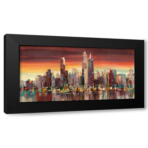 Sera su New York Black Modern Wood Framed Art Print with Double Matting by Florio, Luigi