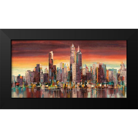 Sera su New York Black Modern Wood Framed Art Print by Florio, Luigi
