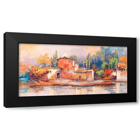 Case sul lago Black Modern Wood Framed Art Print by Florio, Luigi