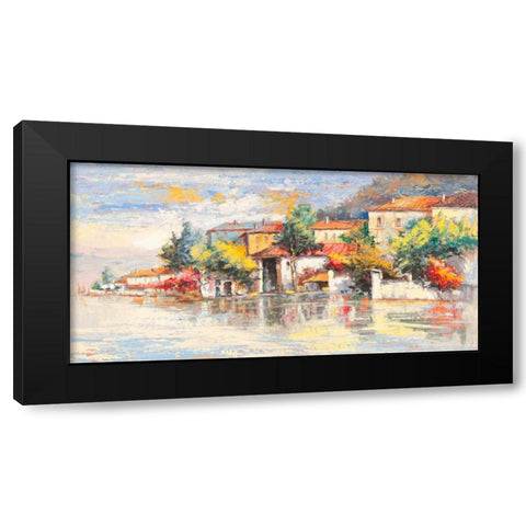 Paese sul lago Black Modern Wood Framed Art Print with Double Matting by Florio, Luigi