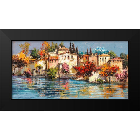 Borgo italiano Black Modern Wood Framed Art Print by Luigi, Florio