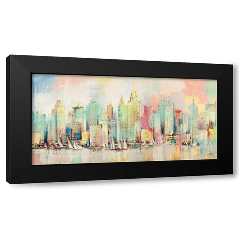 Skyline a colori Black Modern Wood Framed Art Print with Double Matting by Florio, Luigi
