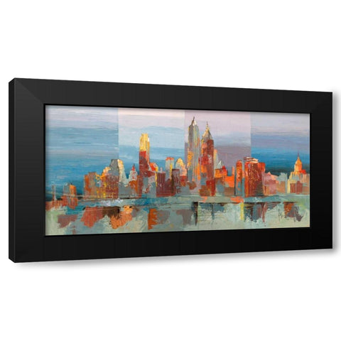 New York astratta Black Modern Wood Framed Art Print by Florio, Luigi