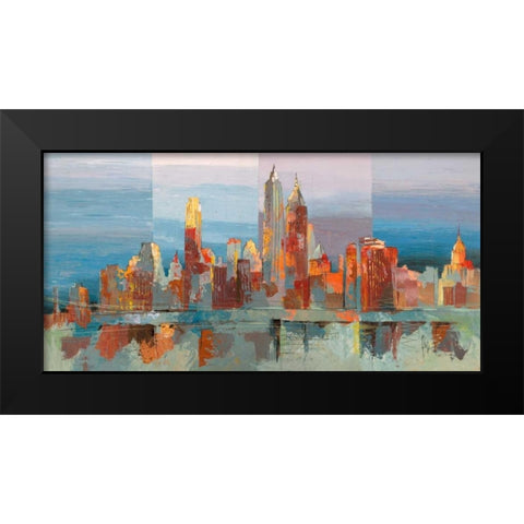 New York astratta Black Modern Wood Framed Art Print by Florio, Luigi