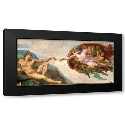 La creazione di Adamo (restored) Black Modern Wood Framed Art Print by Buonarroti, Michelangelo