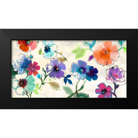 Floral Fantasy Black Modern Wood Framed Art Print by Michelle, Clair