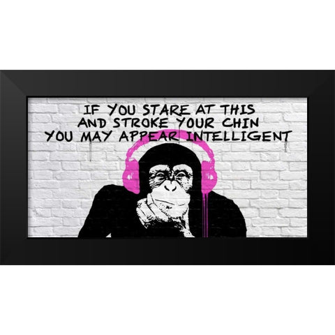 Stroke your Chin Black Modern Wood Framed Art Print by Masterfunk collective