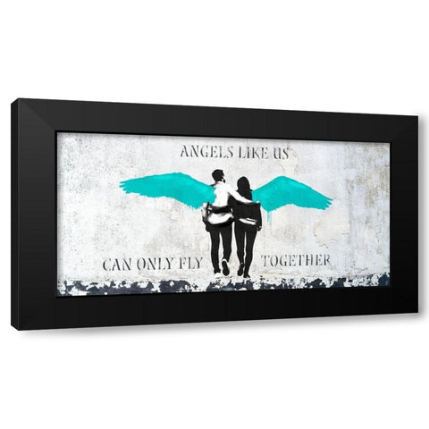 Angels Like Us (Aqua) Black Modern Wood Framed Art Print by Masterfunk Collective
