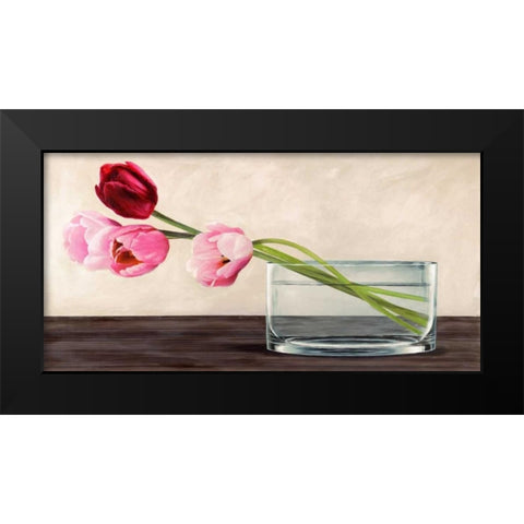 Modern composition Tulips Black Modern Wood Framed Art Print by Mills, Shin