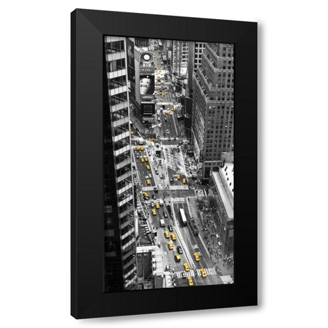 Yellow taxi in Times Square, NYC Black Modern Wood Framed Art Print with Double Matting by Setboun, Michel