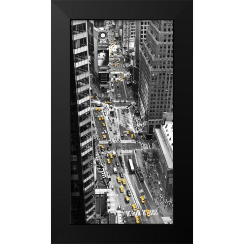 Yellow taxi in Times Square, NYC Black Modern Wood Framed Art Print by Setboun, Michel