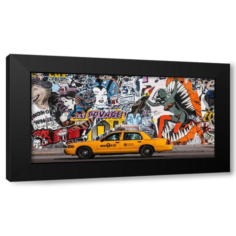 Taxi and mural painting in Soho, NYC Black Modern Wood Framed Art Print with Double Matting by Setboun, Michel
