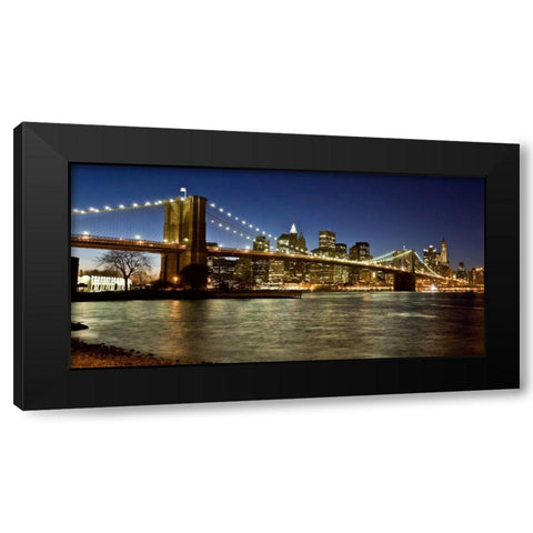 Panoramic view of Lower Manhattan at dusk, NYC Black Modern Wood Framed Art Print with Double Matting by Setboun, Michel