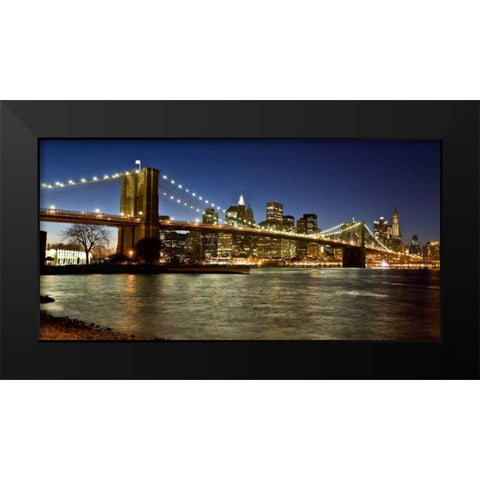Panoramic view of Lower Manhattan at dusk, NYC Black Modern Wood Framed Art Print by Setboun, Michel